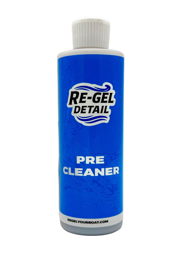 Re-Gel Detail Pre Cleaner bottle, a boat and RV gelcoat prep solution used before applying Re-Gel restoration