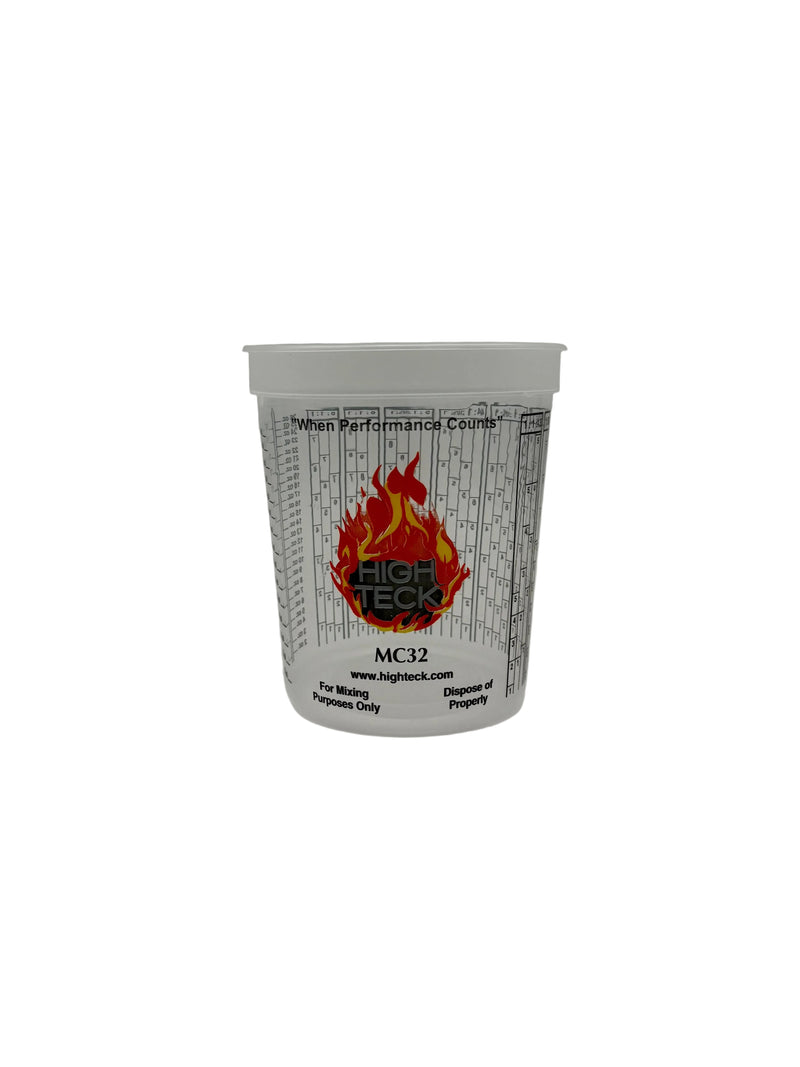 Graduated mixing cup for measuring and mixing Re-Gel 2-part gelcoat compound and catalyst.