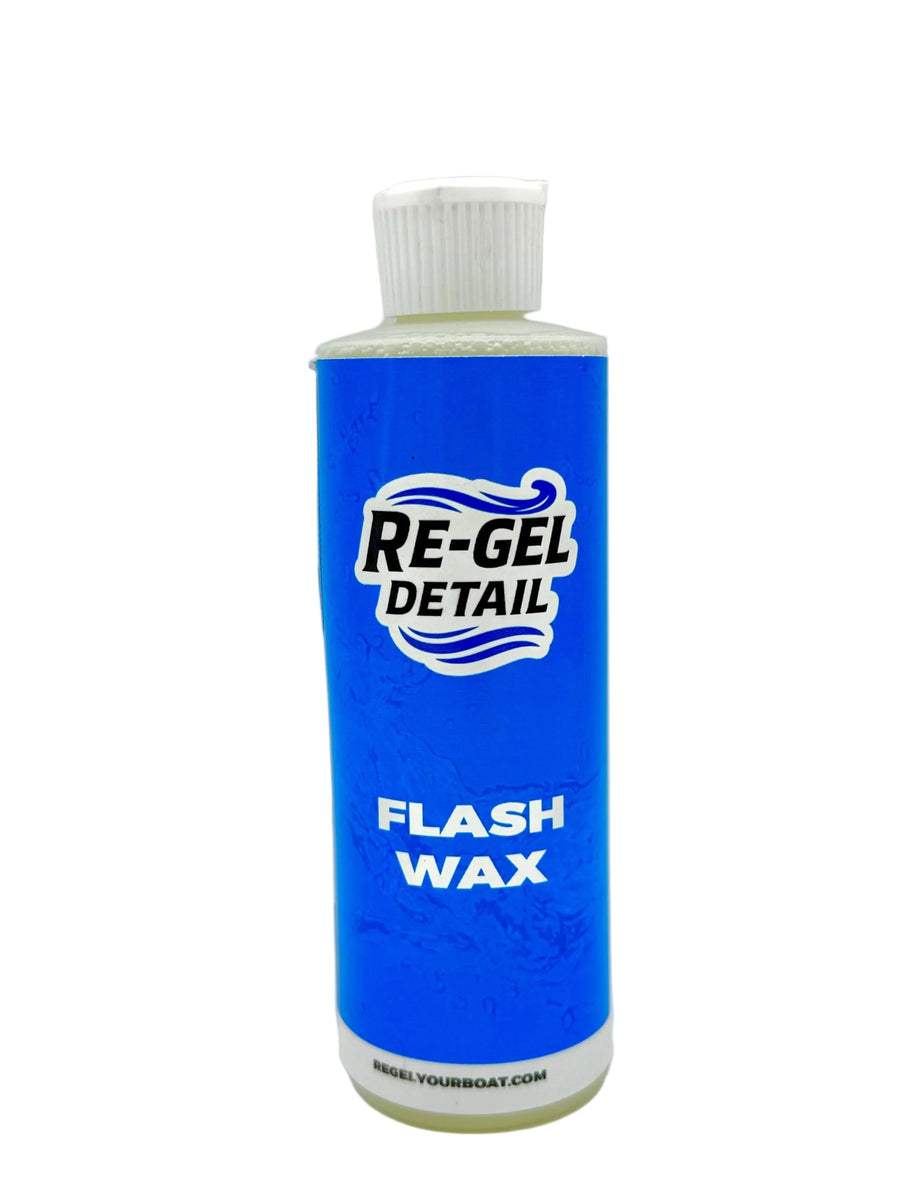 Re-Gel Detail Flash Wax bottle, a fast-acting spray wax for quick shine and protection on boat and RV surfaces.